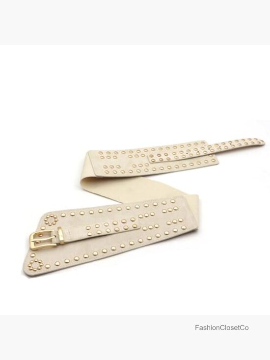 Suede Wide Elastic Waist Belt Chunky Stretchy Thick Studded Vintage Waistband main image 6